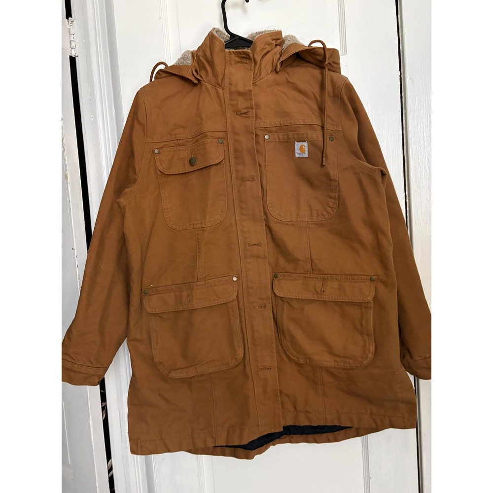 Carhartt Womens Loose Fit Washed Duck Jacket Sherpa Rugged Gorpcore Workwear